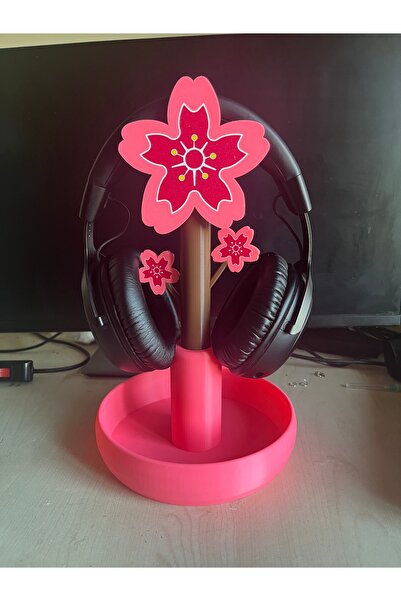 Katmanist Sakura Japon Çiçeği Kulaklık Tutucu Stand Yayıncı Aksesuarı