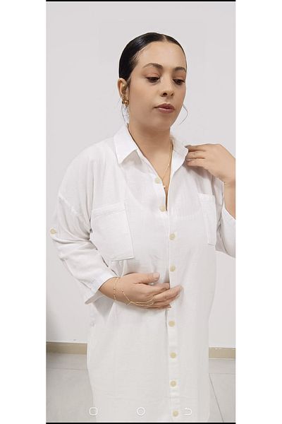AKŞEN GİYİM MĂRIME MARE 100% BUMBAC IN FĂRĂ EXPLORA INTERIOARĂ TUNIC/ROBIERE CU MÂNER TRUVAKAR CU DUA BUZE CU DETALAT