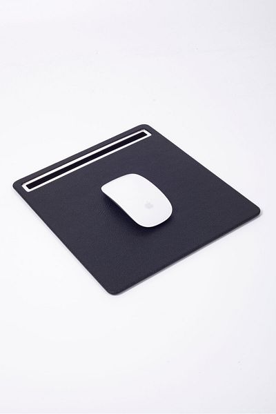 Turgut Office Leather Mousepad Black with Chrome Detail