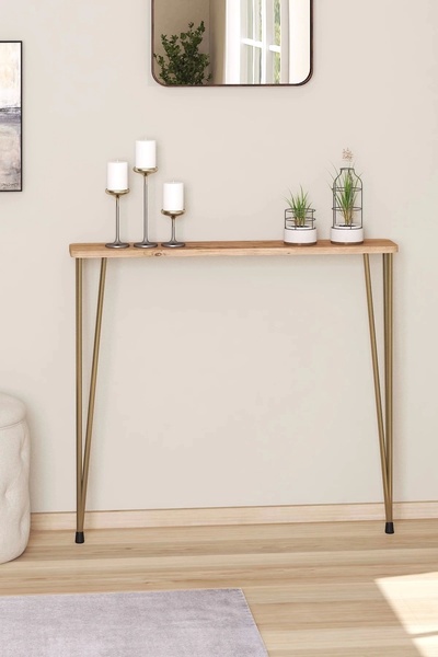 Pinhal Home OVAL KENAR DRESUAR ATLANTİK ÇAM 80CM GOLD AYAK