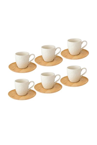 Dania Turkish coffee cup set, 6 pieces, wihte