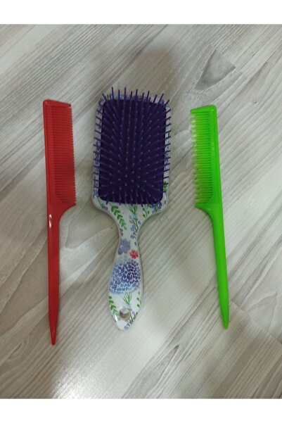 Lider MAGNESİA Βούρτσα μαλλιών με σχέδια και 2 χτένες AD - Μικτό χρώμα