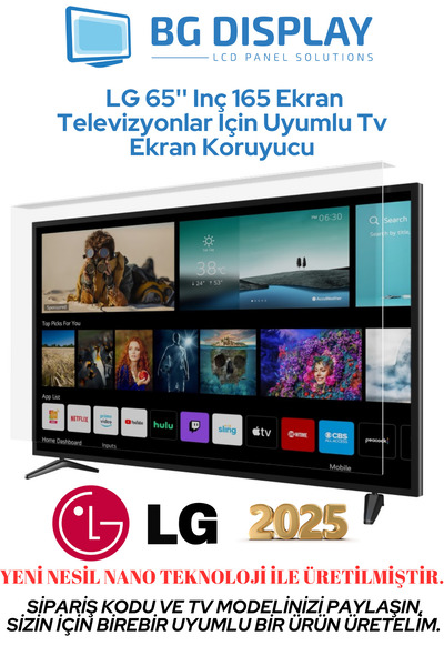 BG Display LG 65'' Inç 165 Ekran Televizyonlar Için Uyumlu Tv Ekran Koruyucu