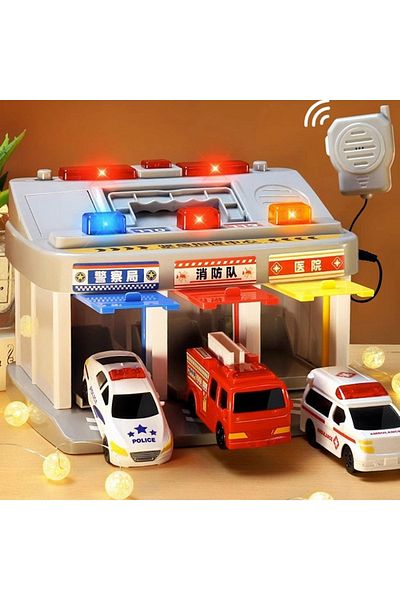 FEN TOYS LFI-9555 مرآب الإسعافات الأولية الموسيقي المضاء (سيارات الإسعاف والشرطة وشاحات الإطفاء)
