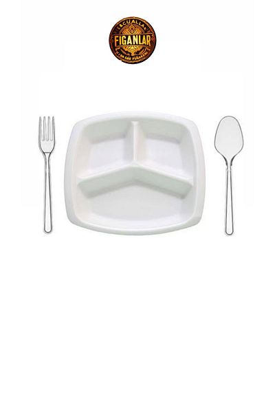 figanlar ambalaj 100 Person Foam Tabildot, 100 Plastic Forks, 100 Plastic Spoons Disposable Plate Set Mevlid Plate