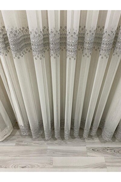 VENARDE CONCEPT KETEN EFEKTLİ 3 SIRA BORDÜR GRİ İPLİK TÜL PERDE