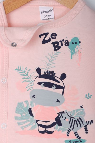 Biminik Zebra Print Double Pajamas Set for Baby Girl - Salmon