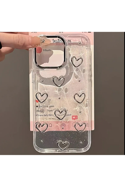 FİŞNEİLETİŞİM İPHONE 16 PROMAX UYUMLU KABARTMALI KALPLİ SİMLİ KILIF