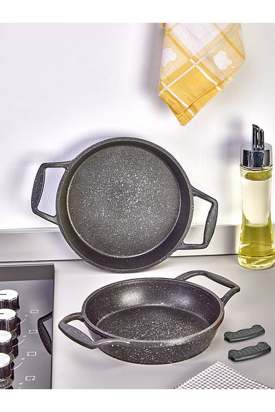 ESIVITALIA 16 cm and 18 cm Cast Iron Granite Pan Set