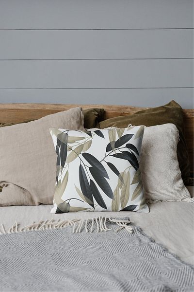 Home Athira Minimal Leaf Pattern Rachel Fabric - Single Throw Pillow Cover (45X45)