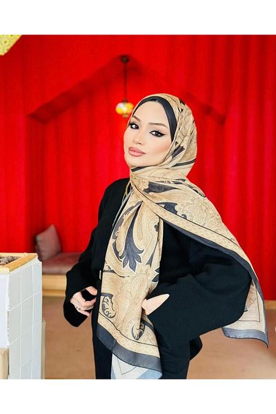 incili dükkan Retro Ethnic Pattern Cotton Soft Shawl - Black Gold
