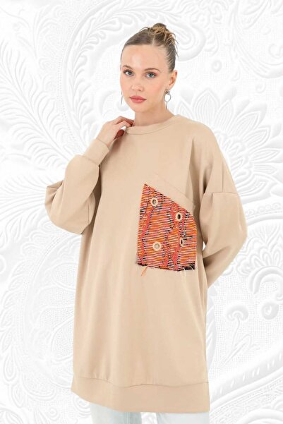 Puane Γυναικείο ύφασμα Scuba Crew Neck με λεπτομέρεια τσέπης