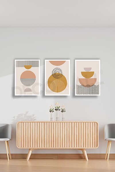 DECOMALL T-8 (50x30cm) Set de 3 postere decorative de perete în stil boem, cu...