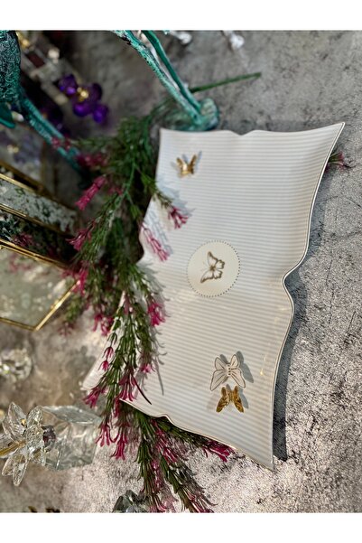 hediye ESTERHOMEDECOR Porselen dikdörtgen kayık tabak kelebekli dikdörtgen su...