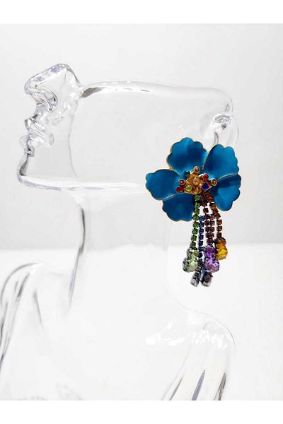ARBABAG&ACCESSORY WOMEN'S BIGUTE EARRING WITH CRYSTAL STONE FLOWER MODEL