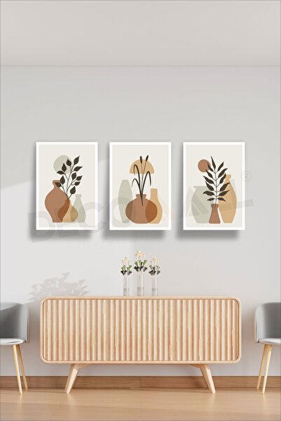 DECOMALL T-3 (50x30cm) 3 Parça Çerçeve Görünümlü Dekoratif Bohem Duvar Poster...