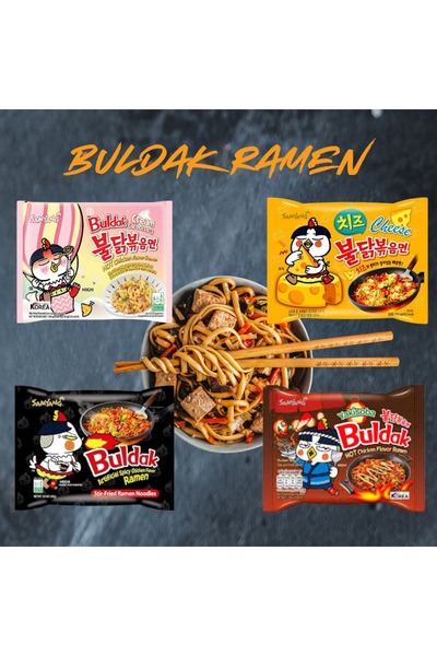 buldak Hot Chicken Ramen 4'li (Creamy-Cheese-Yakisoba- Spicy )