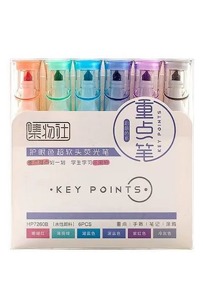 Modellino 6 Pack Matte Pastel Color Key Points Quality Highlighter 7260B
