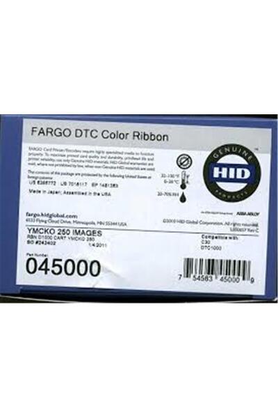 Fargo 045000 DTC1000-DTC1250e YMCKO شريط ملون وجه واحد 250 لون طباعة