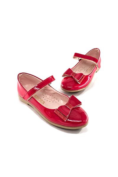 BDKButik Girl's Ballet with Bow Orthopedic Sole Patent Leather Ballet Shoes