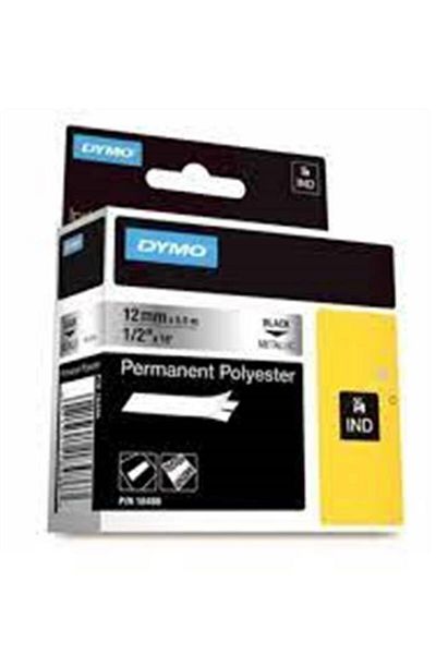 Dymo 18486 RhinoPRO شريط بوليستر ثابت 12 مم × 5.5 م معدني رمادي-أسود