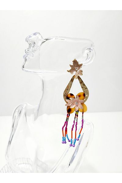 ARBABAG&ACCESSORY WOMEN'S EARRINGS WITH MULTICOLOR SLINGING FLOWER MODEL