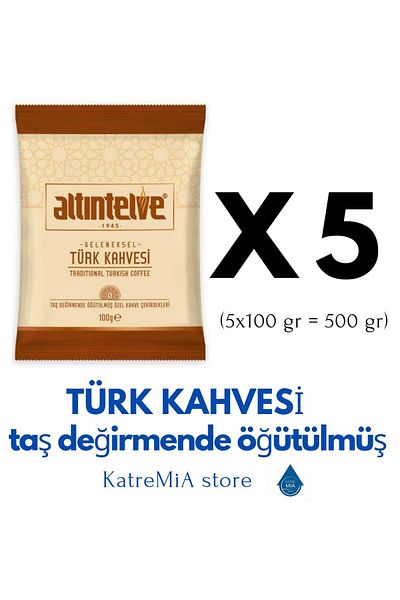 Altıntelve 5X100 g Turkish Coffee - Ground from the Stone Grinder