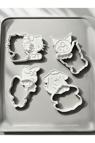 tekmation Kuromi Ve Hello Kitty Damgalı 4'lü Set Kurabiye Kalıbı, 4'lü Kurabiye Kalıbı