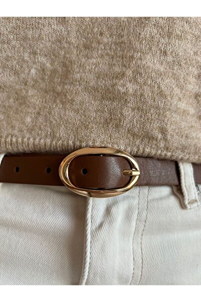 Eksibir Oval Tokalı Kadın Kemeri Pantolon Kemeri Elbise Kemeri