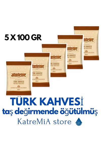 Altıntelve 5X100 g Turkish Coffee - Ground from the Stone Grinder