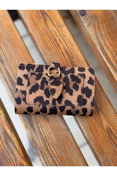 farfara Damla Model Soft Leather Snap Multi-Compartment Small Size Black Women's Wallet with Zipper in the Middle