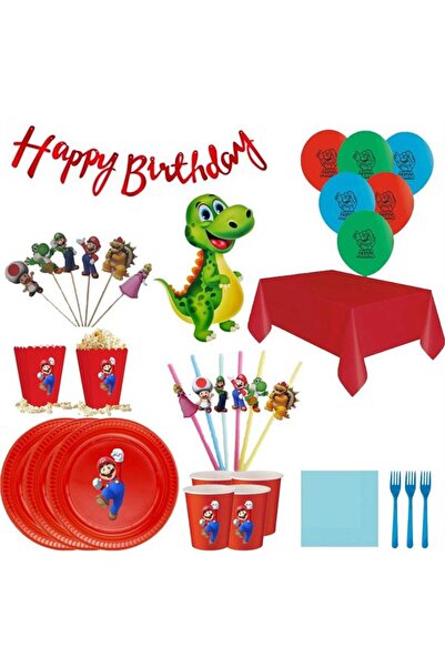 Parti Evreni Super Mario Lüks Doğum Günü Seti 16 Kişilik