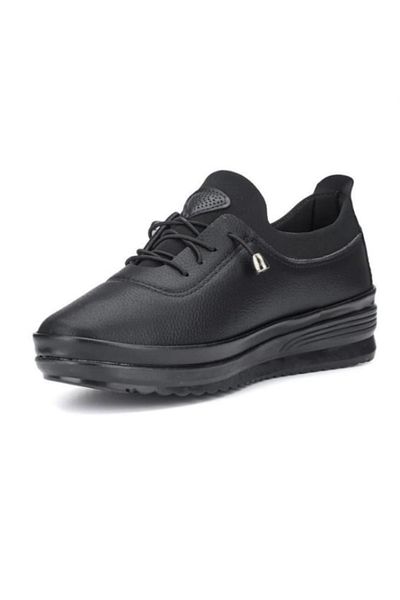Ayzen Black Microfiber Anatomical Casual Comfort Shoes