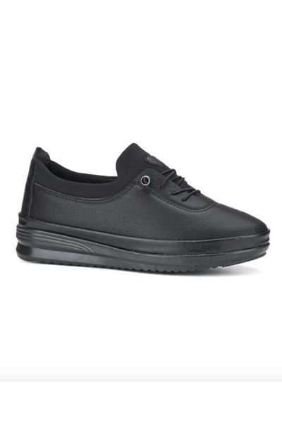Ayzen Black Microfiber Anatomical Casual Comfort Shoes