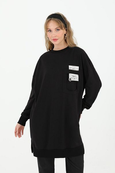 Puane Tunica de damă cu 2 fire cu fața zâmbitoare cu buzunar negru 10597