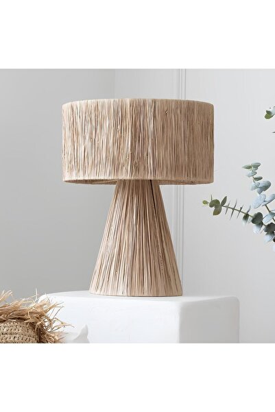 mammoly Bohem Abajur, Rafya Lambader, Hasır, Rustik Abajur, Yatak Odası, Salon Abajür, Gece Lambası