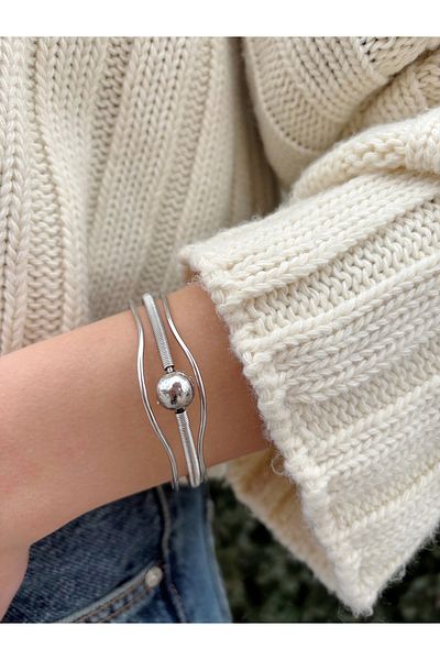 Eylülün Takısı Women's Silver Color Adjustable Ball Bracelet