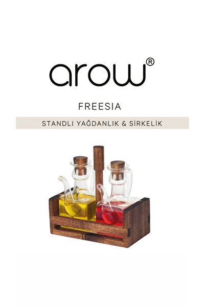 AROW Evimsahane Akasya Stantlı Kare Termisil Cam 2’li Yağdanlık Seti