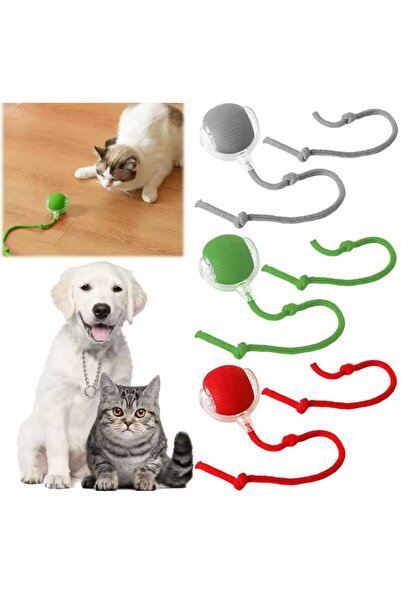 MadPet Kedi Köpek Hareketli 360 Derece Dönen USB Başlıklı İpli Oyun Topu Oyuncağı