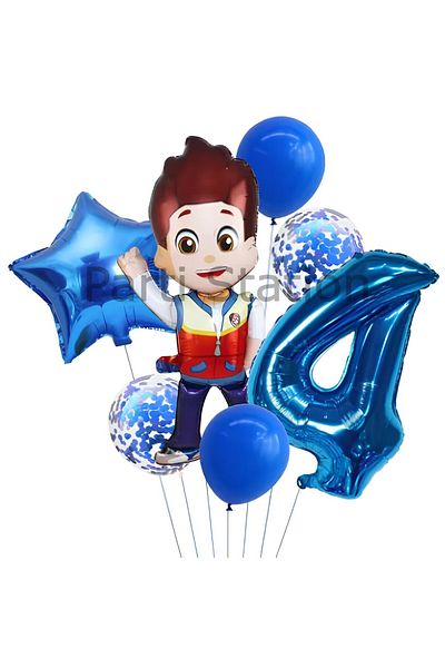 Parti Station Paw Patrol Ryder 4 Years Old Balloon Set Paw Patrol Ryder Concept Birthday Party Balloon Set