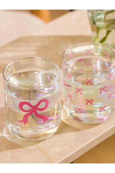LC Waikiki LCW HOME Pembe Kurdele Baskılı Cam Su Bardağı Seti 3'lü 280 Ml