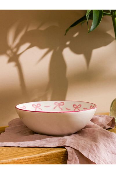 LC Waikiki Lcw Home Pink Bow Printed Porcelain Salad Bowl 19 cm