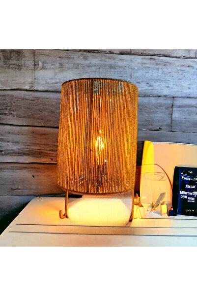 mammoly Bohem Abajur, Rafya Lambader, Hasır, Rustik Abajur, Yatak Odası, Salon Abajür, Gece Lambası