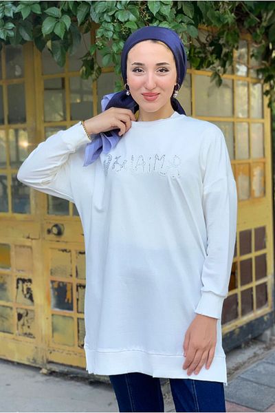 Moda Rosa ECRU 24Y4493 - Stone Printed Sweatshirt