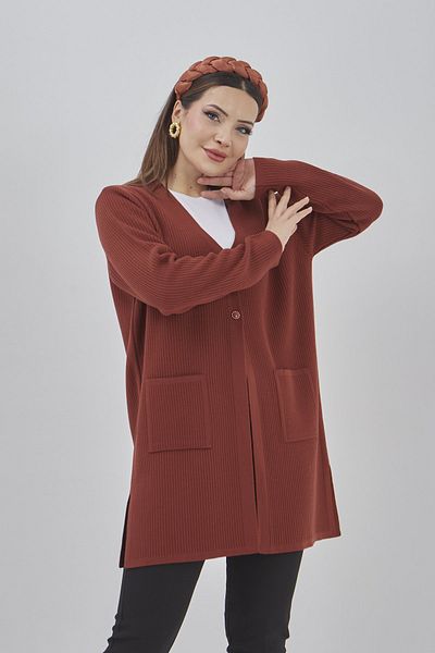 Fresh&Moda Women's Araboy Knitwear Seasonal Pocket Stretchy Lycra Cardigan