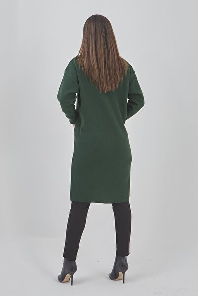 Fresh&Moda Women's Long Knitwear Seasonal Pocket Buttoned Lycra Cardigan