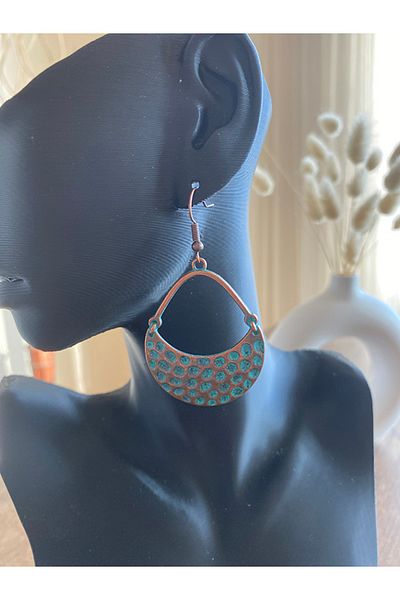 Store أقراط معدنية حديثة ملونة بزخارف عرقية