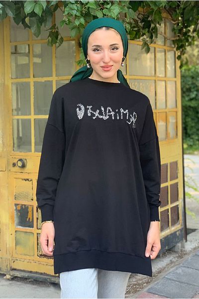 Moda Rosa 24Y4493 - Black - Stone Written Sweat