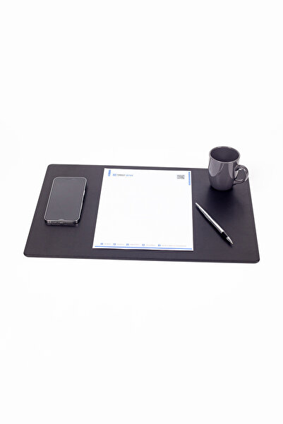 Turgut Office Кожена подложка за срещи, черна, 49x34 см
