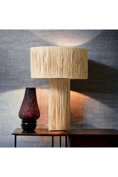 mammoly Bohem Abajur, Rafya Lambader, Hasır, Rustik Abajur, Yatak Odası, Salon Abajür, Gece Lambası